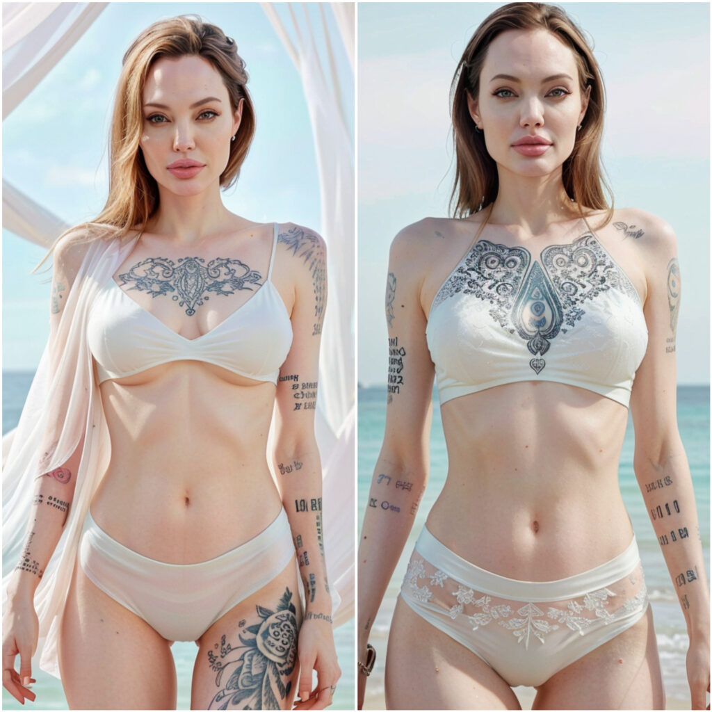 Angelina Jolie Flaunts Her Tattoos in Stunning Beachside Photoshoot
